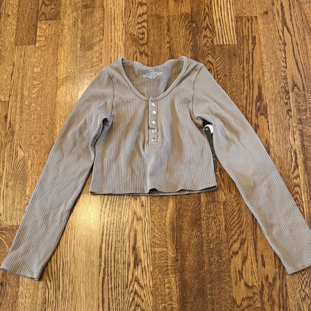 NWT Suzette Collection Girl’s Brown Ribbed Long Sleeve Top Size XS/S